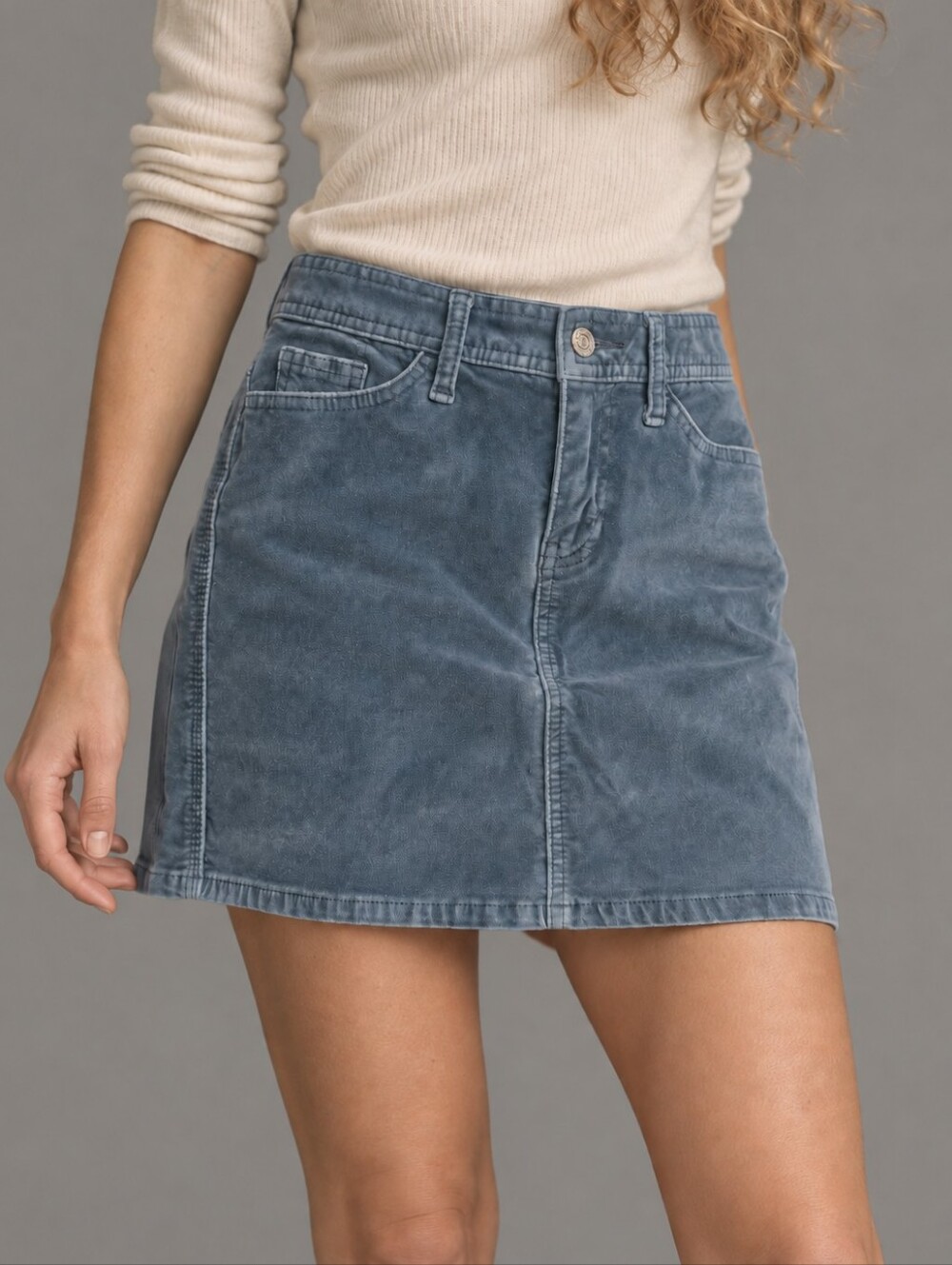 Vintage Y2K Gap Jeans Blue Velvet Mini Skirt Holiday 2003 Womens Size 1